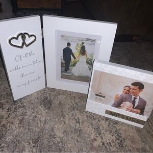 White Wedding Photo Frame Set